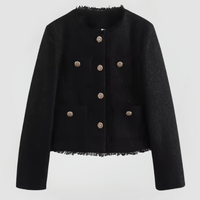 GISELA - ELEGANTE JACKE MIT GOLDENEN KNÖPFEN – Schwarz