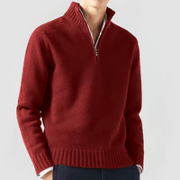 VENHUES - STRICKPULLOVER MIT REISSVERSCHLUSS – Rotwein