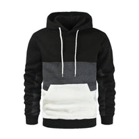 Teri | Herren Freizeit Fleece Patchwork Hoodie – Schwarz-weiß