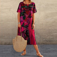 Mira™ - Lässiges Plus-Size Kleid mit Bindegürtel – Rot