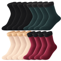 CozyFeet Socken - Winter-Samt-Socken – 2x Beige + 2x Rot + 2x Grün + 2x  Schwarz