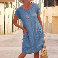 Kim® | Stilvolles Leinenkleid – Blau