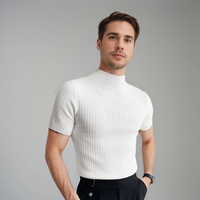 Herren Rollkragen Schlanke Passform T-Shirt – Weiß