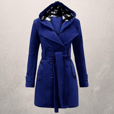 Kcie | Schicke Winterjacke mit Gürtel und Kapuze für Frauen