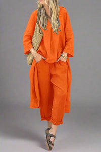 Anneliese | Zweiteiliges Set mit Eleganter Leichtigkeit und Vielseitigem Stil – Orange