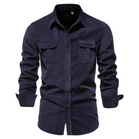 Herren Stilvoll Langarmhemd | Formelle – Marine