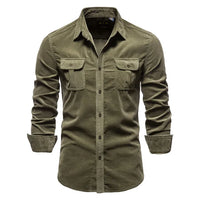 Herren Stilvoll Langarmhemd | Formelle – Oliv
