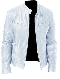 Stilvolle Biker Herren Lederjacke – Weiß