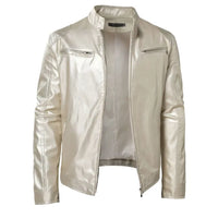 Stilvolle Biker Herren Lederjacke – Silber