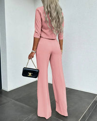 Bella -  Lässige Hose mit hoher Taille im Set – Rosa