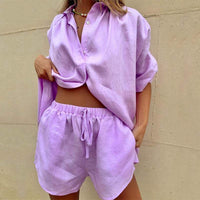 Monique™ | Elegantes Blusen- und Shorts-Set – Rosa
