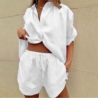 Monique™ | Elegantes Blusen- und Shorts-Set – Weiß