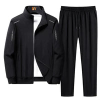 | Trainingsanzug - Bequemes Set mit sportlicher Jacke und elastischen Hosen für den täglichen Gebrauch – Schwarz