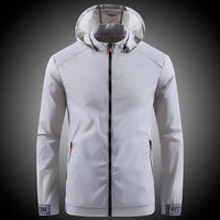 Regenjacke für Herren - Wasserdichte Übergangsjacke mit Kapuze – Grau