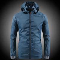 Regenjacke für Herren - Wasserdichte Übergangsjacke mit Kapuze – Blau