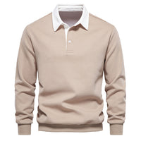 Pullover Herren Langarm Polo | Klassischer Kragen – Khaki