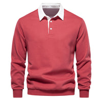 Pullover Herren Langarm Polo | Klassischer Kragen – Rot