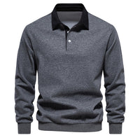Pullover Herren Langarm Polo | Klassischer Kragen – Grau