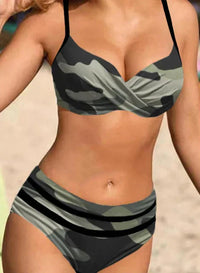Heidi-Mode | Zweiteiliger Bikini mit Print – Dunkelgrün