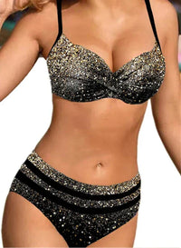 Heidi-Mode | Zweiteiliger Bikini mit Print – Schwarz