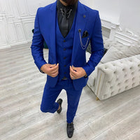 Herren Modisch Modern Hochzeitsgast Anzug Set | 3-teiliges Set – Blau