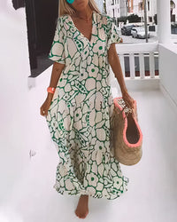 Damen Lässig Locker Passform Ibiza Kleid | | Maxi – Grün