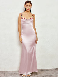 Flora | Satin Maxikleid für den Abend – Rosa