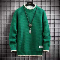 Levi | Farbblockierter Kabelstrick-Turtleneck – Grün