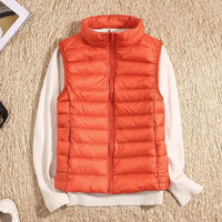Steppweste für Damen - Superleichte ärmellose Sommerjacke – Orange