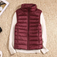 Steppweste für Damen - Superleichte ärmellose Sommerjacke – Dunkelrot