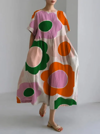 Amalia Blumenkleid | Stilvolles Kleid mit übergroßem Blumenmuster – Mehrfarbig