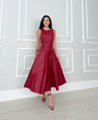 Bnita – Ärmelloses Midikleid Aus Kunstleder – Rot