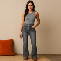 SIBEL - HOCHGESCHNITTENE SCHLAGJEANS – Dunkelgrau