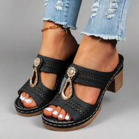 Albrechtine | Orthopädische Sandalen mit Strass-Komfort – Schwarz