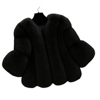 Caitlyn – Stilvolle Kunstfell Jacke – Schwarz