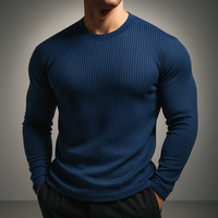 Gervase - Strick Pullover Mit Rippmuster – Blau