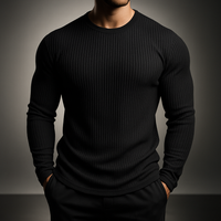 Gervase - Strick Pullover Mit Rippmuster – Schwarz