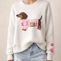 Laarni™ – Pullover mit Hund in Bunten Kleidern – Weiß