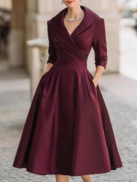 Lea™ - Elegantes Midikleid – Bordeaux
