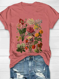 Lorelei - Vintage Blumen Print Damen-T-Shirt – Indisches Rot