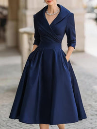 Lea™ - Elegantes Midikleid – Marinblau