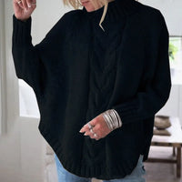 Zopfmuster-Pullover – Mühelose Wärme mit schicker Eleganz – Schwarz