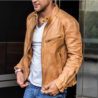 River Biker Lederjacke für Männer – Hellbraun