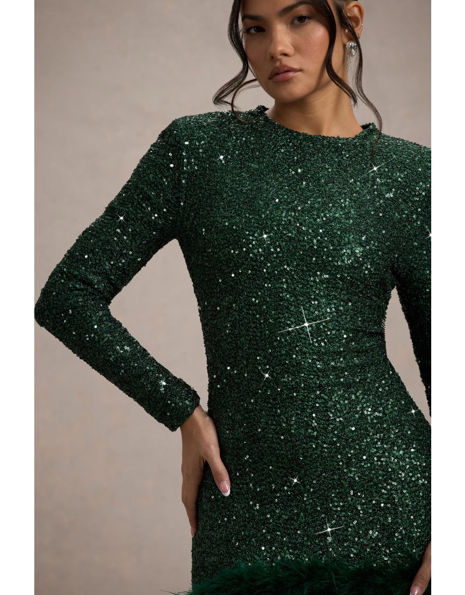 Valentina - Elegantes Paillettenkleid mit Federn