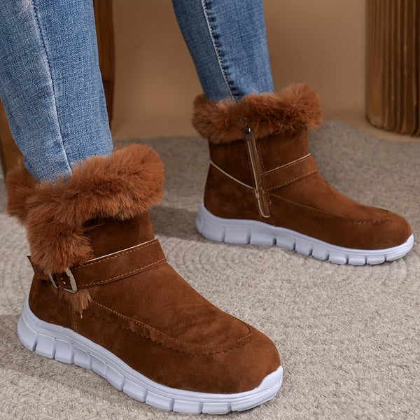 Dreilith | Winter-Schneestiefel für Damen - kuschelig mit Fleece gefüttert, dicke Sohle