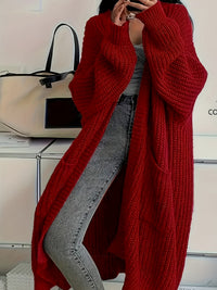 Lena | Zeitloser Longline Strickcardigan Damen – Rot
