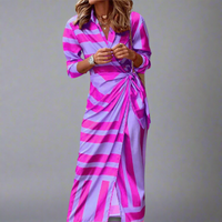 Clarissa | Streifen-Hemdblusenkleid für sommerlichen Komfort – Lila