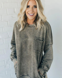 BIRGIT - OVERSIZE-PULLOVER IM USED-LOOK – Grau