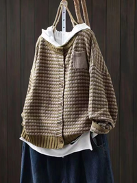 Celine | Strukturiertes Gestricktes Cardigan – Braun