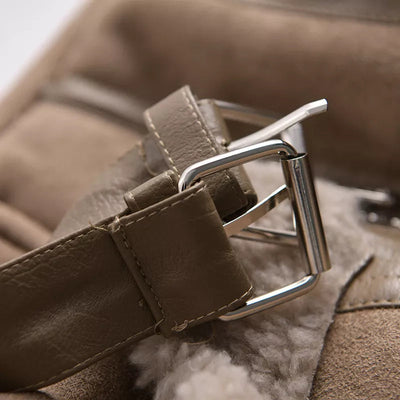 Geneviev | Bequemer Damen-Wintermantel aus Wildleder mit verstellbarem Gürtel und Fleece-Futter